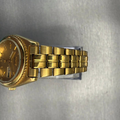 Seiko SQ Watch Women 25mm Gold Dial Gold Tone Daydate Round 3Y03-0060 New Batt9