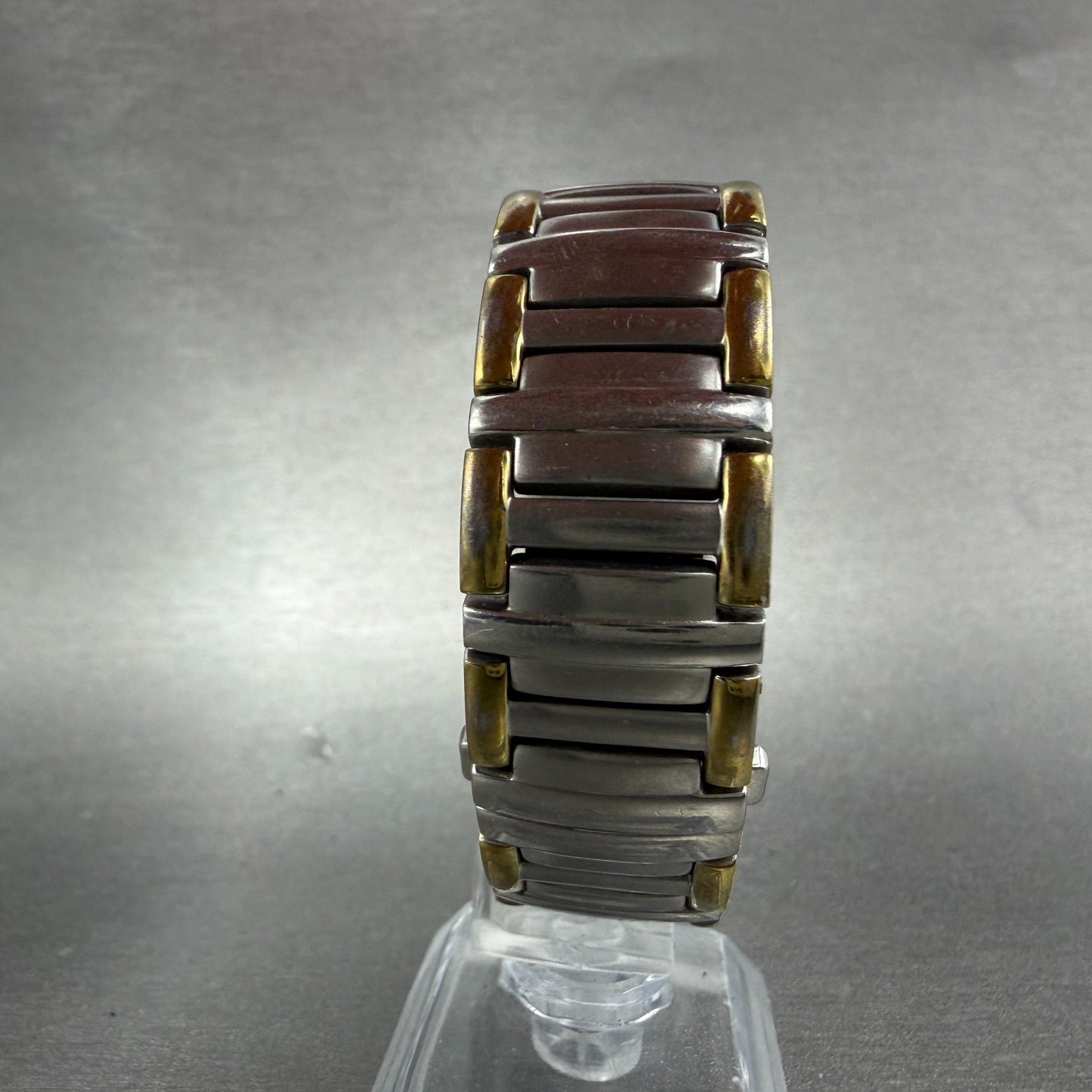 Jacques Lemans Tank Watch Women 20mm Black Dial Two Tone Rectangle New Battery7