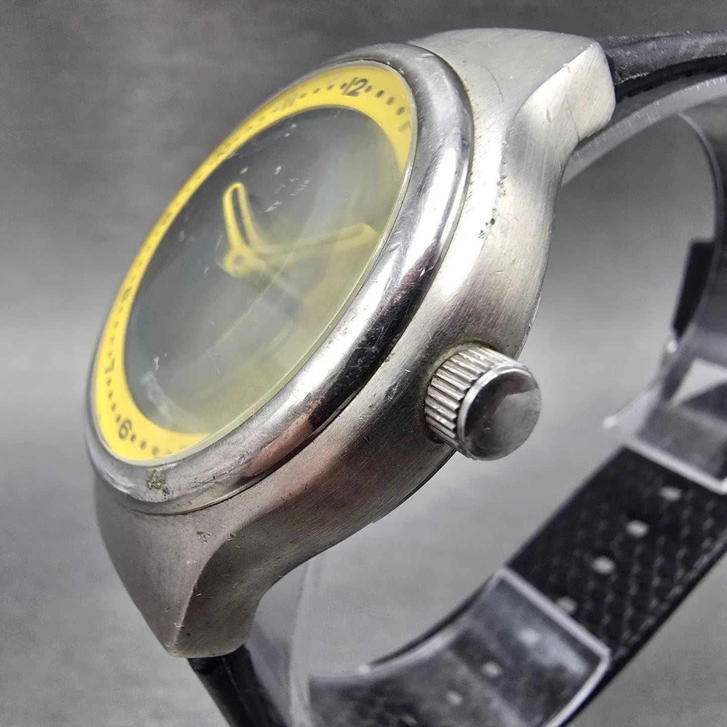 Fossil Big Tic Sport Line Watch Men 38mm Yellow Dial Silver Tone JR-7849 New Bat2