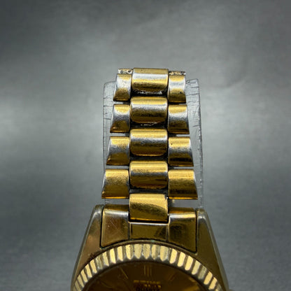 Seiko SQ Watch Women 25mm Gold Dial Gold Tone Daydate Round 2A23-0039 NewBat TPI4