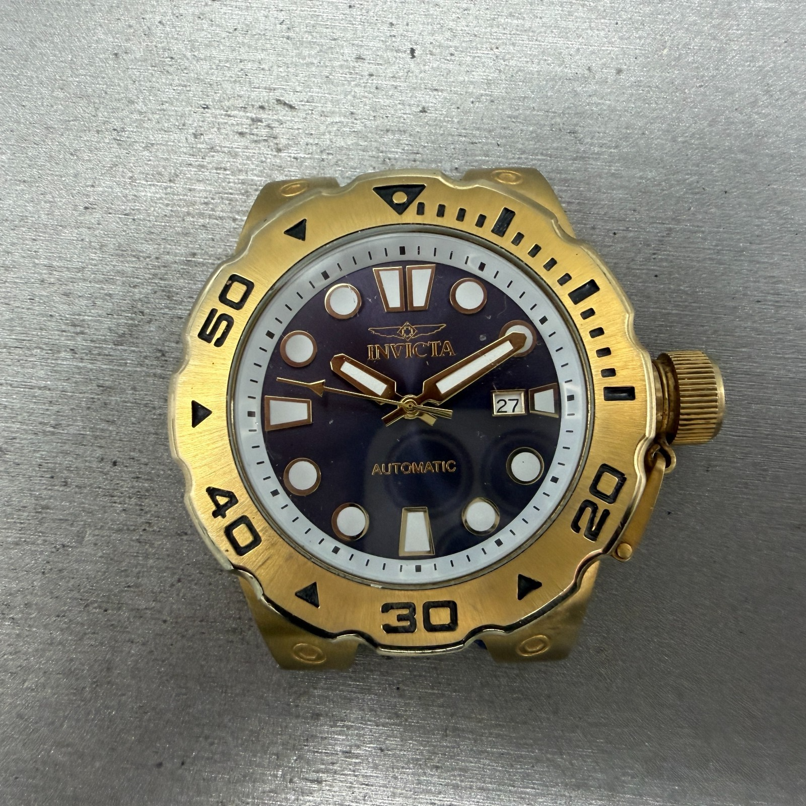 Invicta Pro Diver Exclusive Automatic Watch Men 51mm Blue Dial Gold 23505 PARTS0