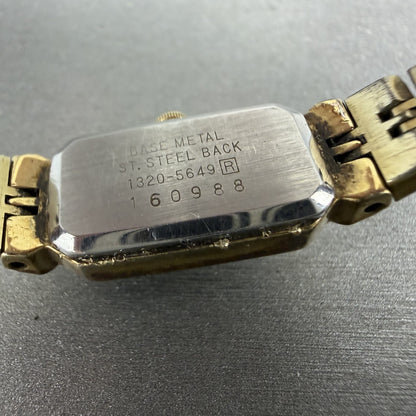 Seiko Tank Watch Women 13mm Black Dial Gold Tone Rectangle 13205649 New Battery9