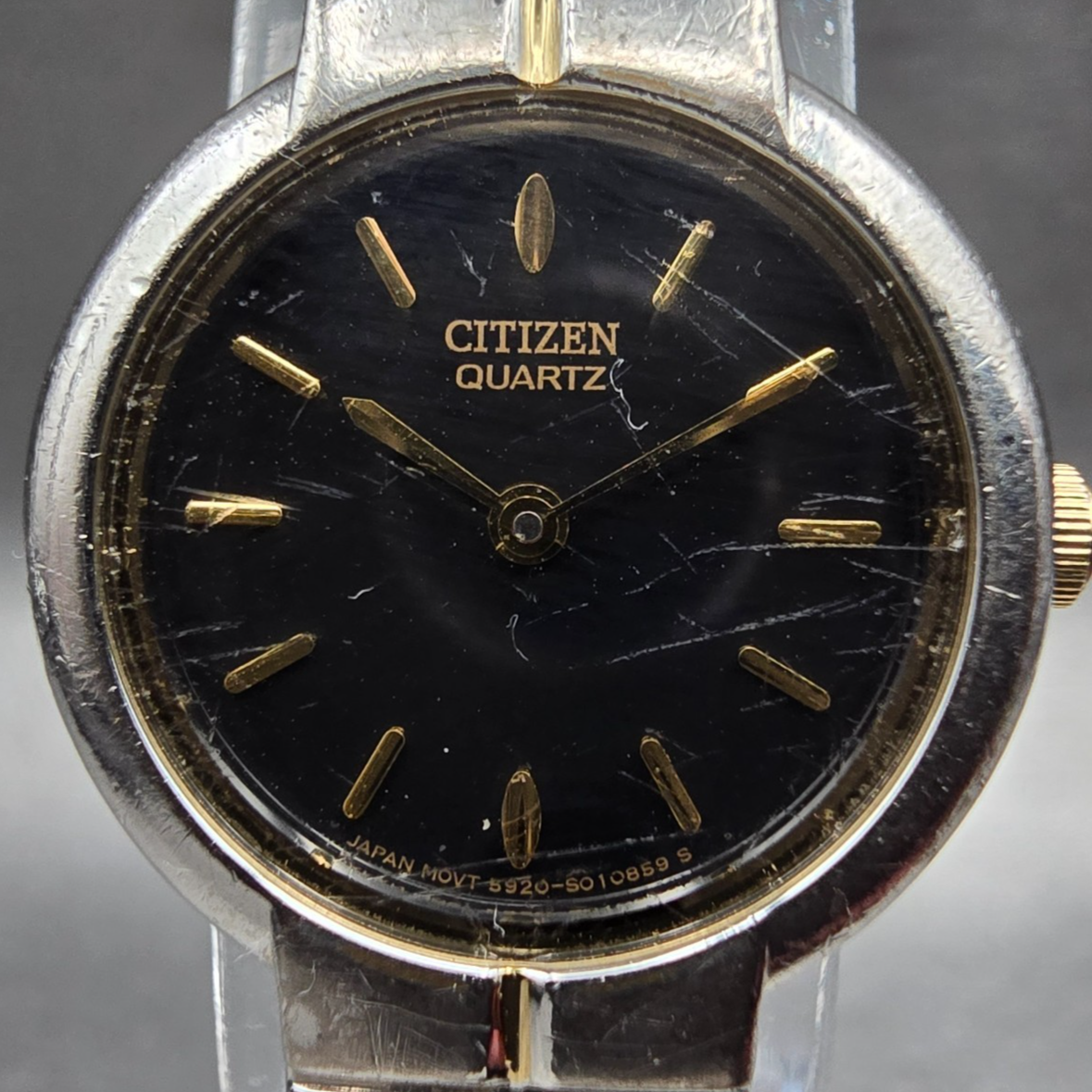 Citizen Watch Women 20mm Black Dial Two Tone Round 5920-S008007 New Battery VTG1