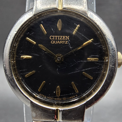 Citizen Watch Women 20mm Black Dial Two Tone Round 5920-S008007 New Battery VTG1