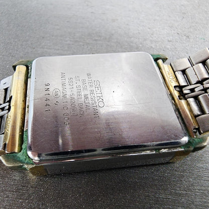 Seiko Dolce Tank Watch Men 26mm Champagne Dial Two Tone 5s21-5a20 PARTS