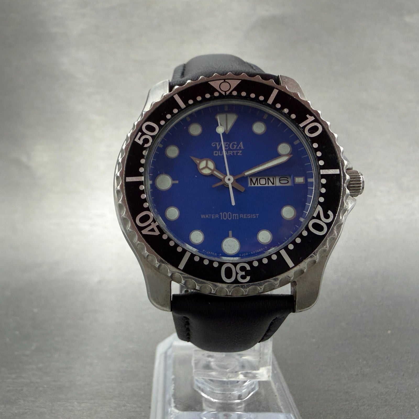 Citizen Vega Dive Watch Men 40mm Blue Dial Steel Daydate 3J00-397037 New Battery5