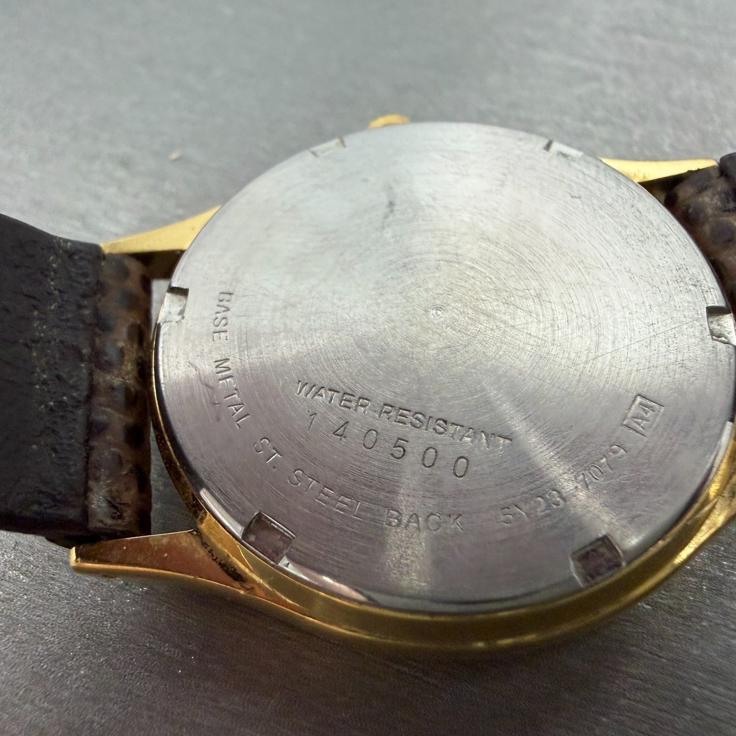 Seiko SQ Watch Men 34mm Champagne Dial Gold Tone Daydate 5Y23-7079 New Battery 59