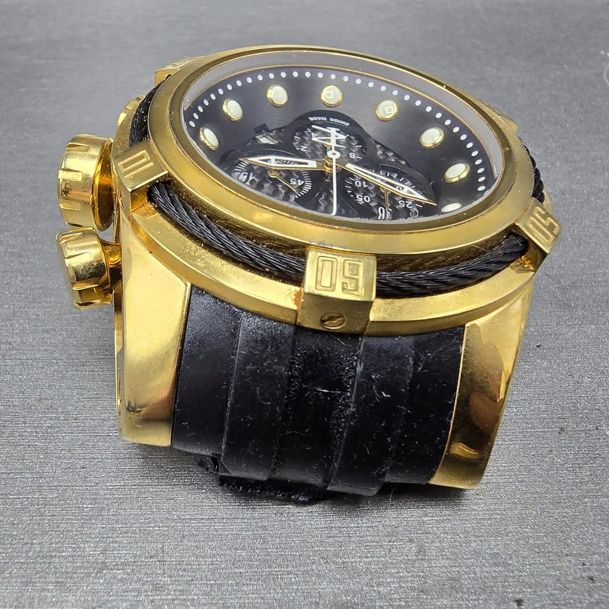 Invicta Jason Taylor Chronograph Watch Men 53mm Black Dial Gold Date 12955 READ4