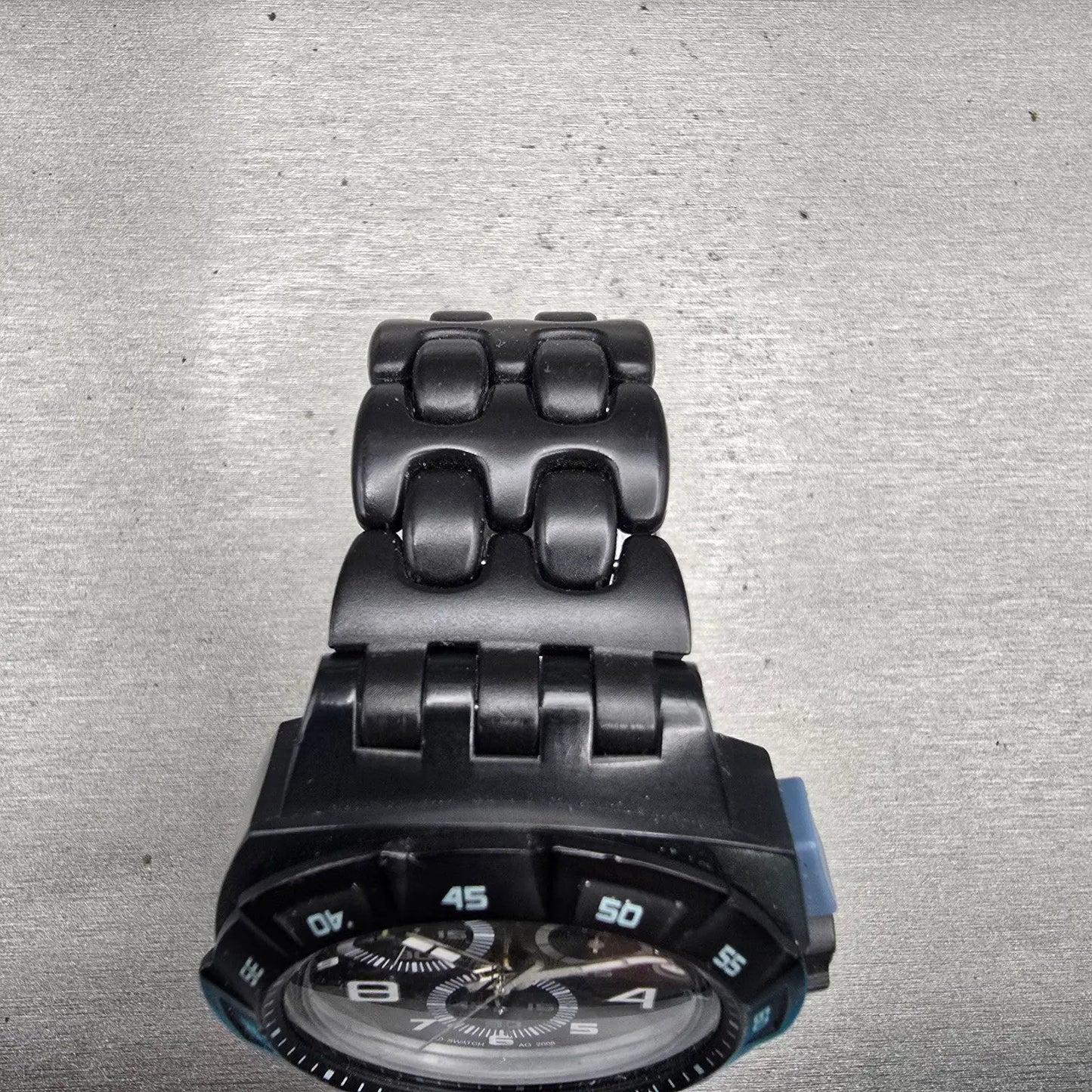 Swatch Follow The Track Chrono Watch Men Black Dial Black Date SUIM401 New Batt4