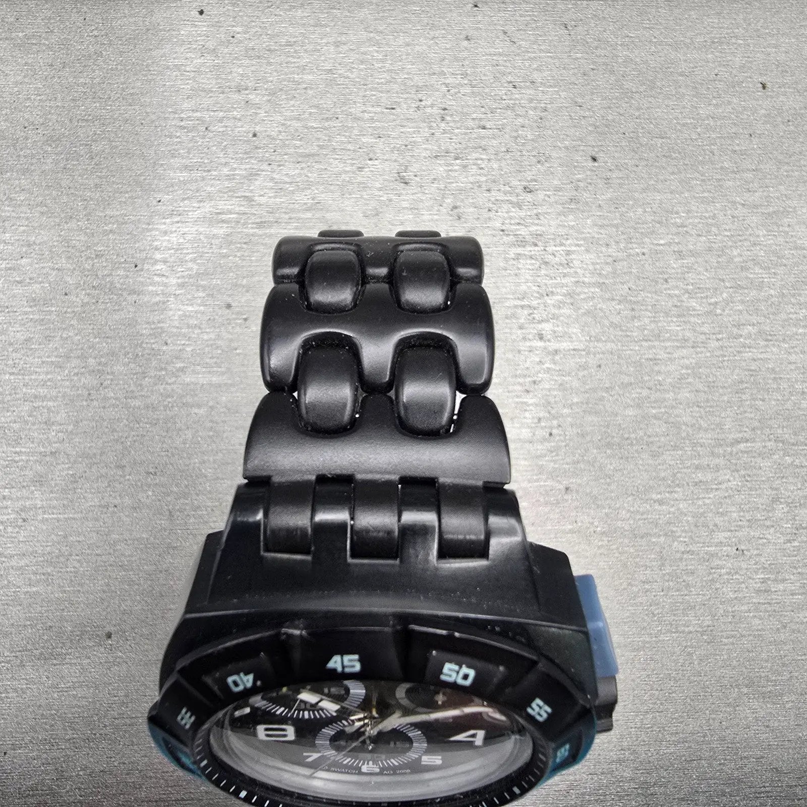 Swatch Follow The Track Chrono Watch Men Black Dial Black Date SUIM401 New Batt4