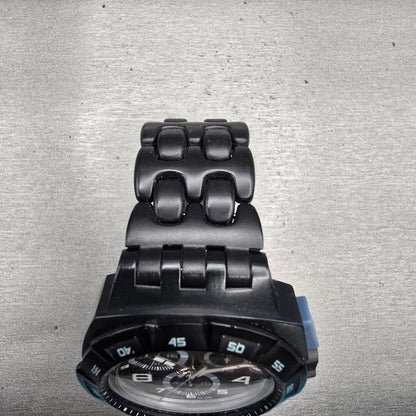 Swatch Follow The Track Chrono Watch Men Black Dial Black Date SUIM401 New Batt4