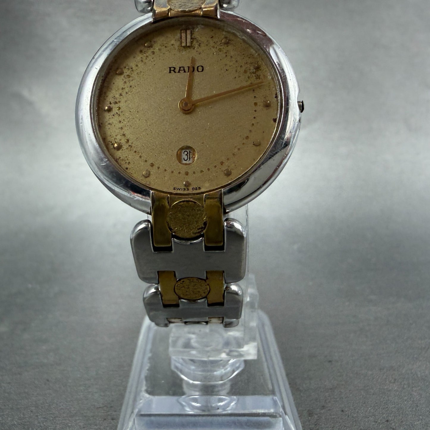 Rado Watch Men 32mm Champagne Dial Two Tone Date Round 160.3568.2 PARTS Vintage6