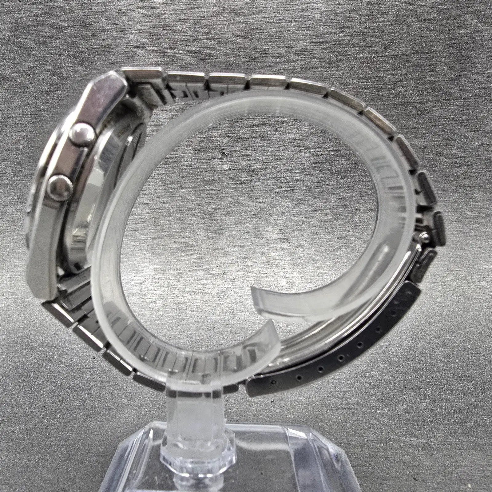 Seiko SQ Alarm Watch Men 36mm Black Dial Silver Tone Daydate 7223-6019 New BattL6