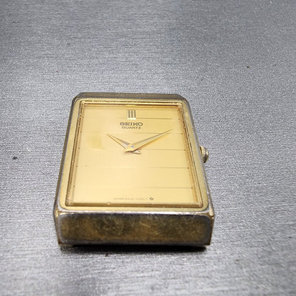 Seiko Tank Watch Men 25mm Gold Dial Gold Tone Rectangle 6530-5199 PARTS