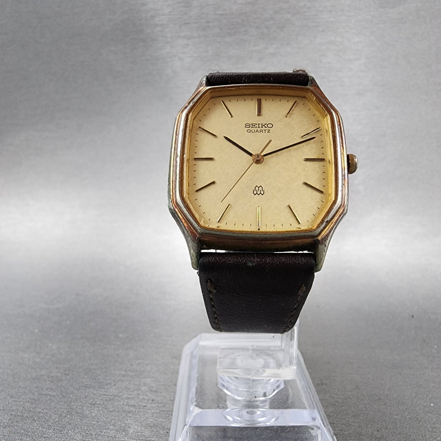Seiko Watch Men 31mm Champagne Dial Gold Tone Octagon 94415040 New Battery5