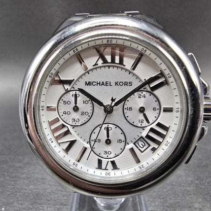 Michael Kors Camile Chrono Watch Women 43mm White Dial Steel Date MK-5719 NewBat0