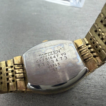 Citizen CQ Watch Women 18mm Champagne Dial Gold Tone Rectangle New Battery9