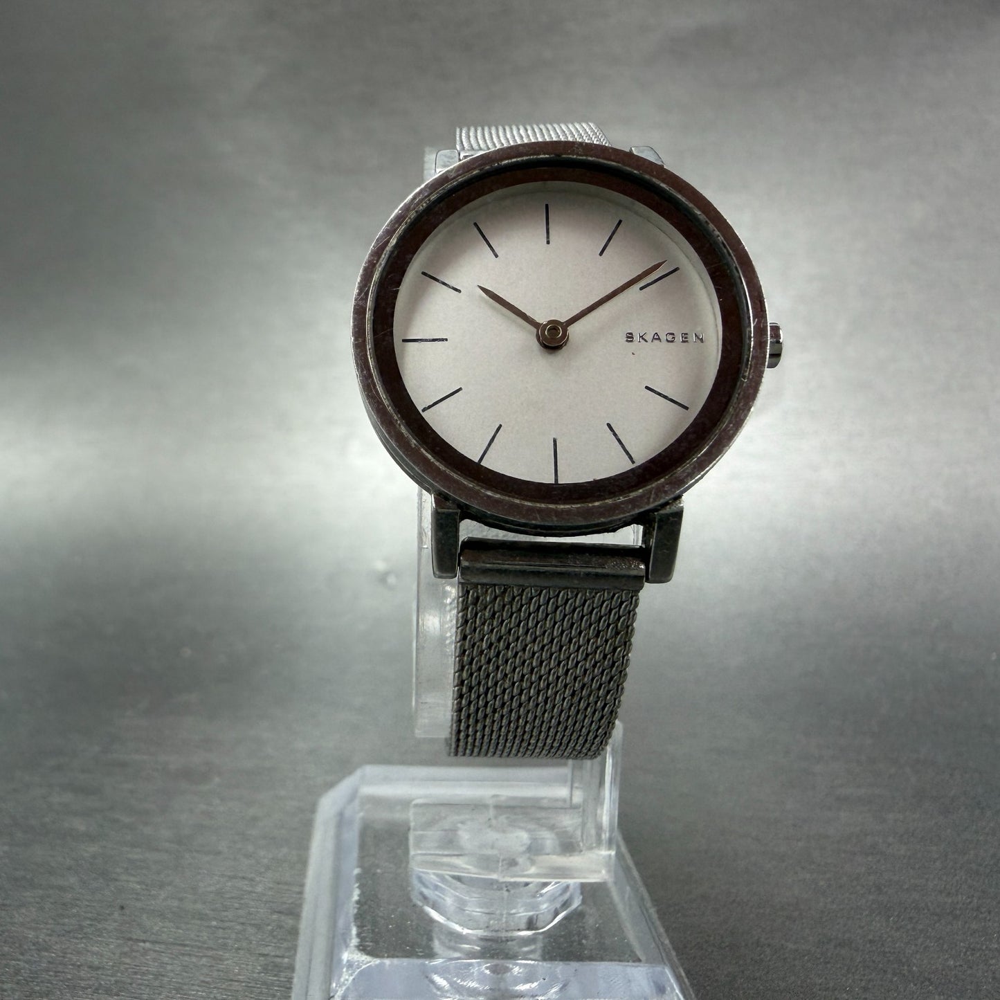Skagen HALD Watch Women 26mm Silver Dial Silver Tone Round Mesh Band New Battery5