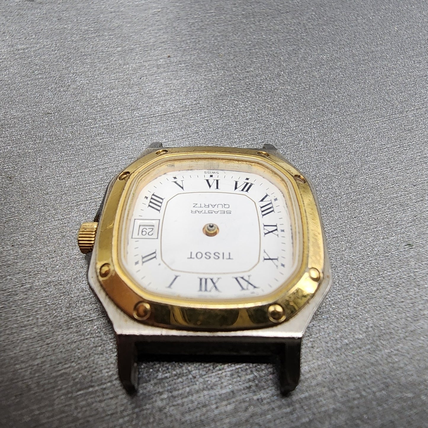 Tissot Seastar Watch Women 24mm White Dial Two Tone Date Octagon  PARTS5