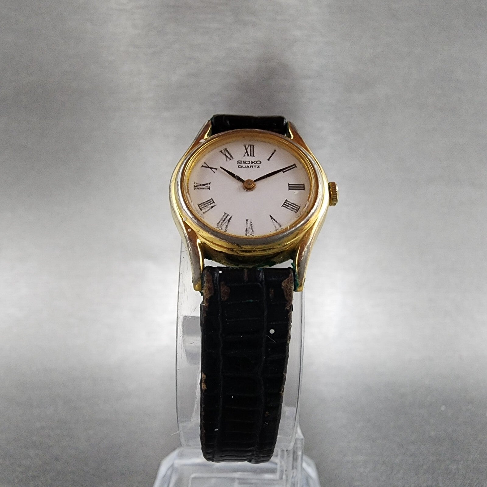 VTG Seiko Watch Women 19mm White Dial Gold Tone Round 2P200089 New Battery5