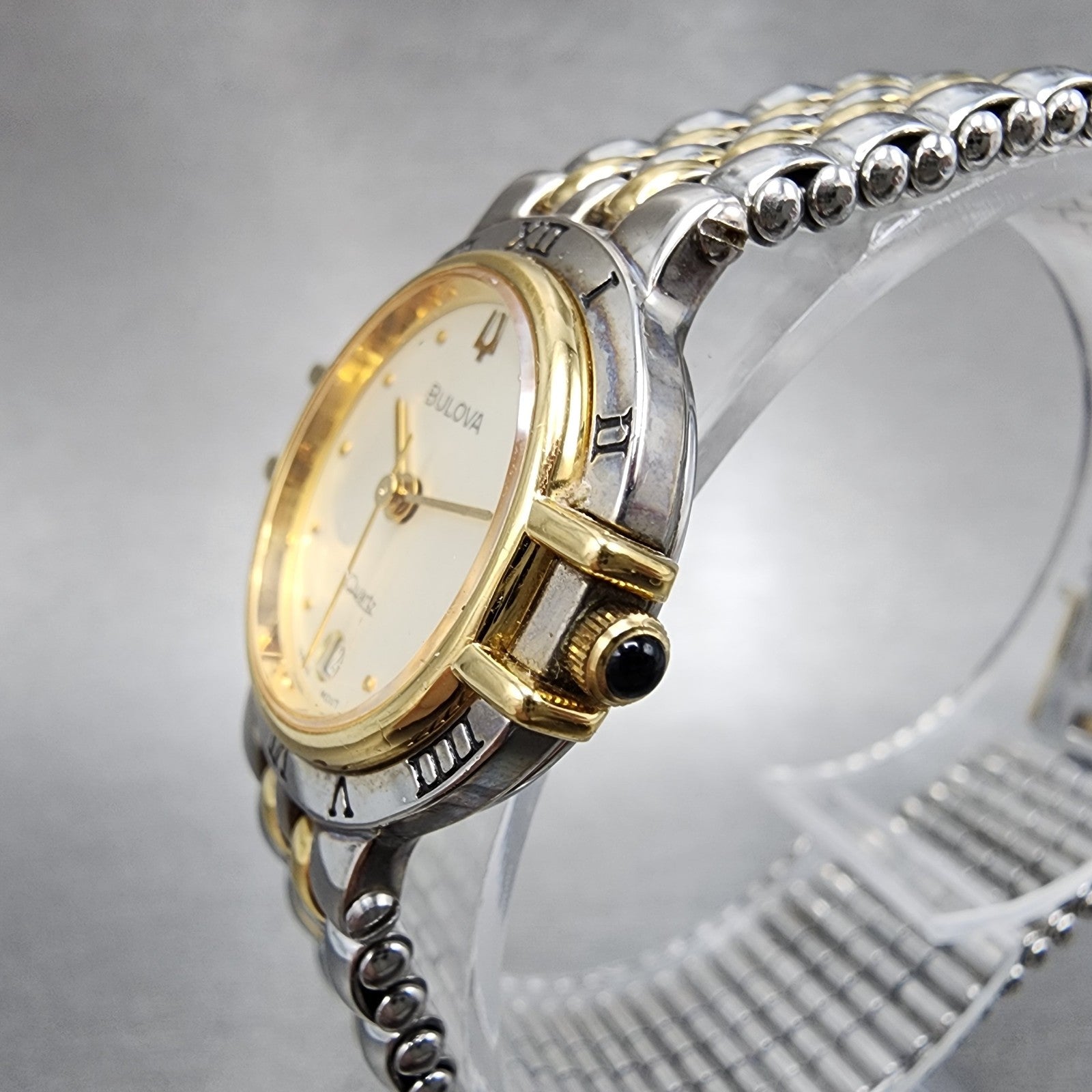 Bulova Watch Women 24mm Champagne Dial Two Tone Round Date New Battery VTG2
