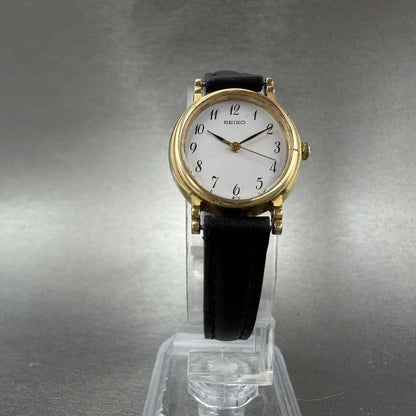 Seiko Watch Women 22mm White Dial Gold Tone Oval Bracelet 7321-6070 New Batt BDG5
