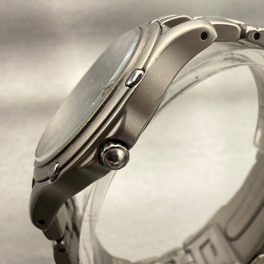 Seiko Watch Men 36mm Gray Dial Titanium Date Round 7N32-0069 New Battery2