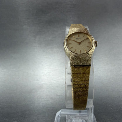 Seiko Watch Women 17mm Champange Dial Gold Tone Round 2C20-0149 New Battery KO895