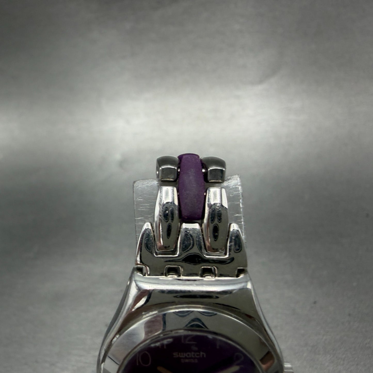 Swatch irony Plummy Purple Watch Women 25mm Purple Dial Steel New Batt YSS275G4