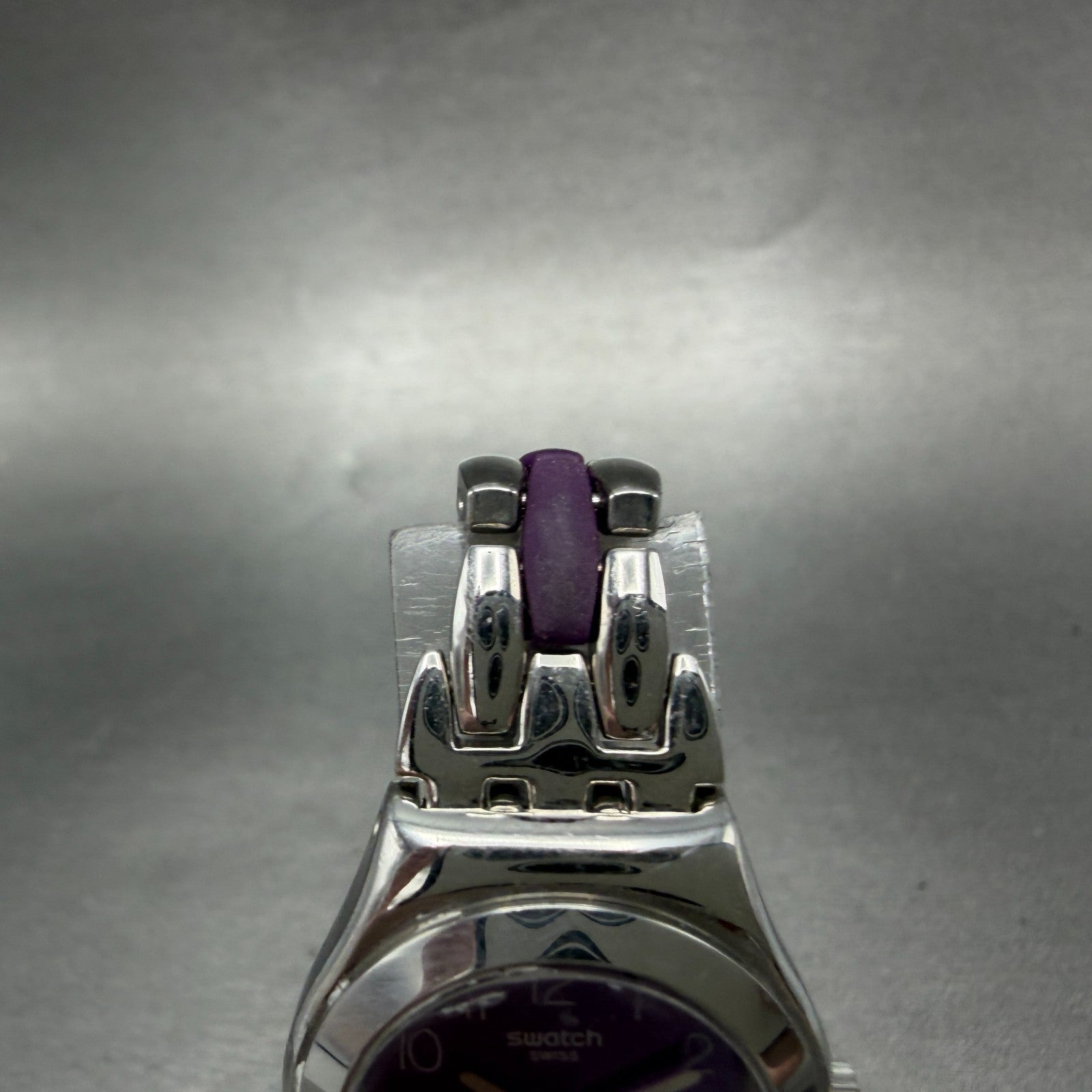 Swatch irony Plummy Purple Watch Women 25mm Purple Dial Steel New Batt YSS275G4