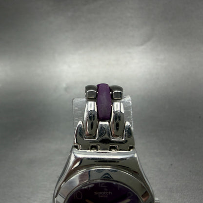 Swatch irony Plummy Purple Watch Women 25mm Purple Dial Steel New Batt YSS275G4