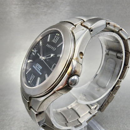 Citizen Eco-Drive Hino Perpetual Calendar Watch Men 36mm Black Dial Titanium Run