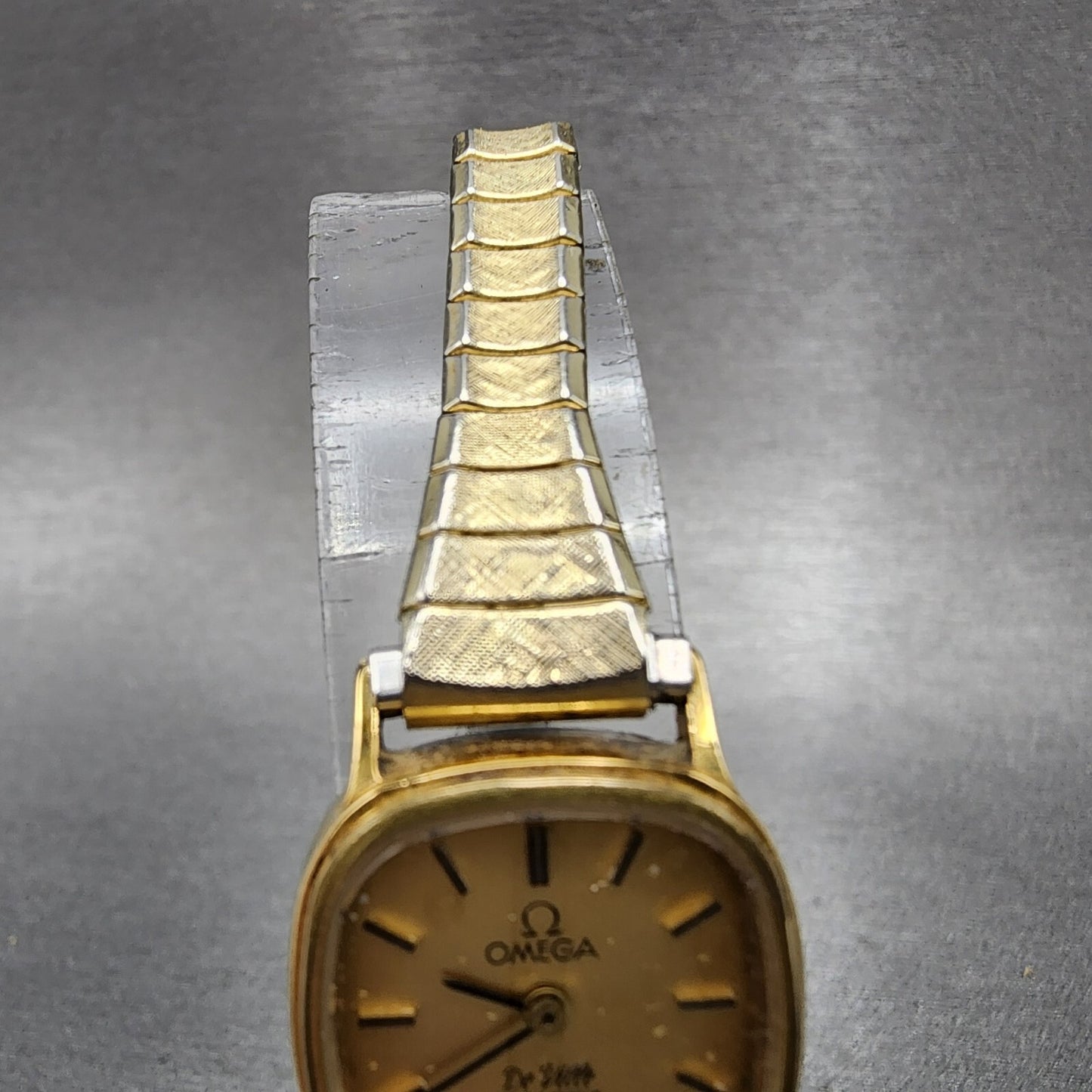 Omega De Ville Watch Women 19mm Gold Dial Gold Plated Rectangle Cal 1353 PARTS5