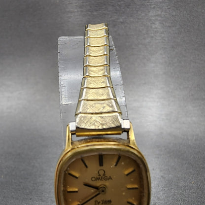 Omega De Ville Watch Women 19mm Gold Dial Gold Plated Rectangle Cal 1353 PARTS5
