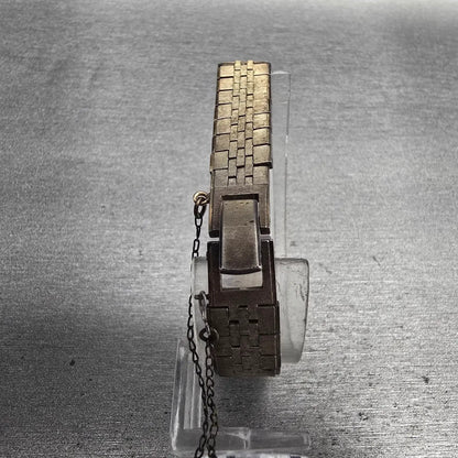 Seiko Tank Watch Women 12mm Gold Dial Gold Tone Rectangle 1520-3339 Manual Wind7