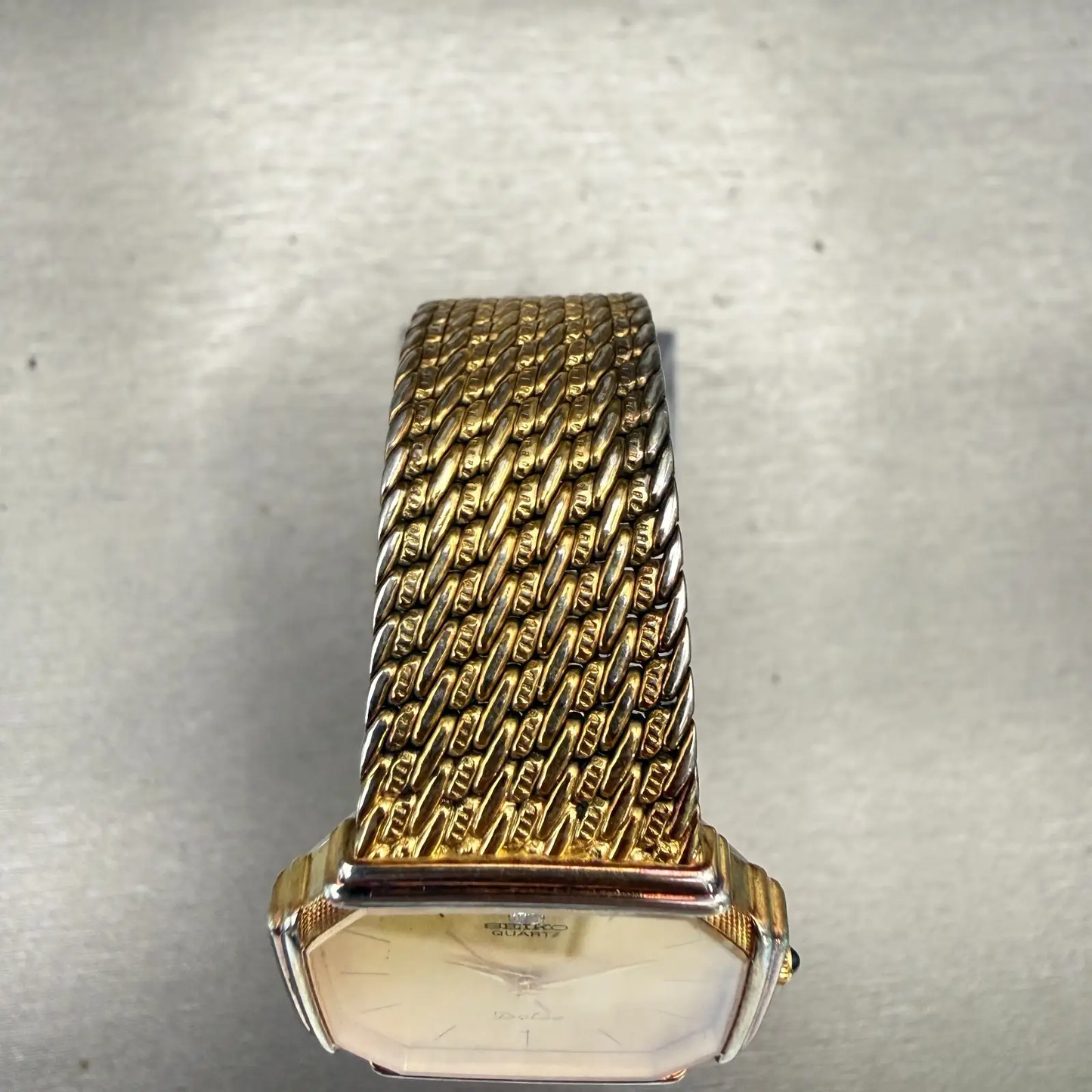 Seiko Dolce Watch Men 29mm Gold Dial Gold Tone Octagon 7731-5000 New Battery4