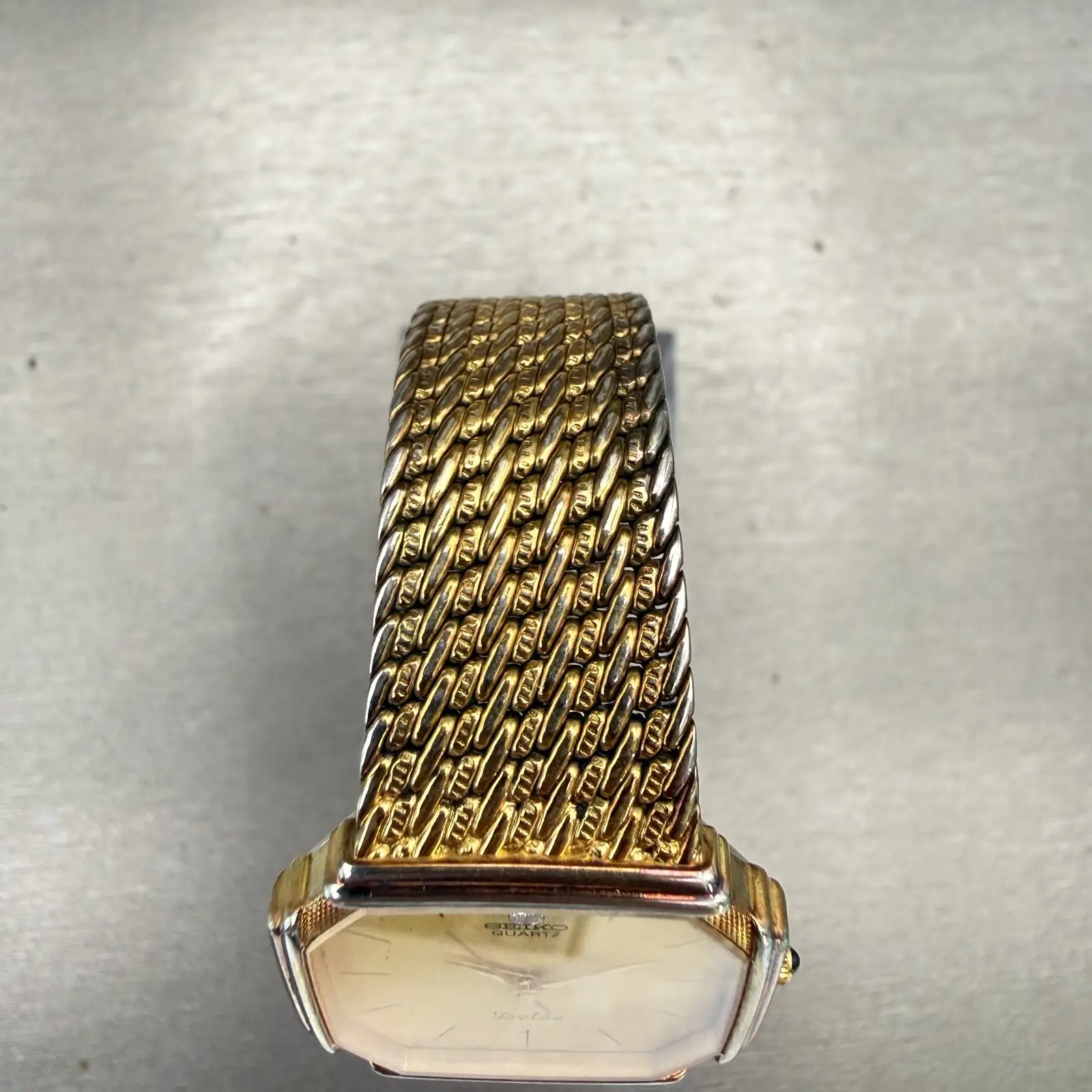 Seiko Dolce Watch Men 29mm Gold Dial Gold Tone Octagon 7731-5000 New Battery4