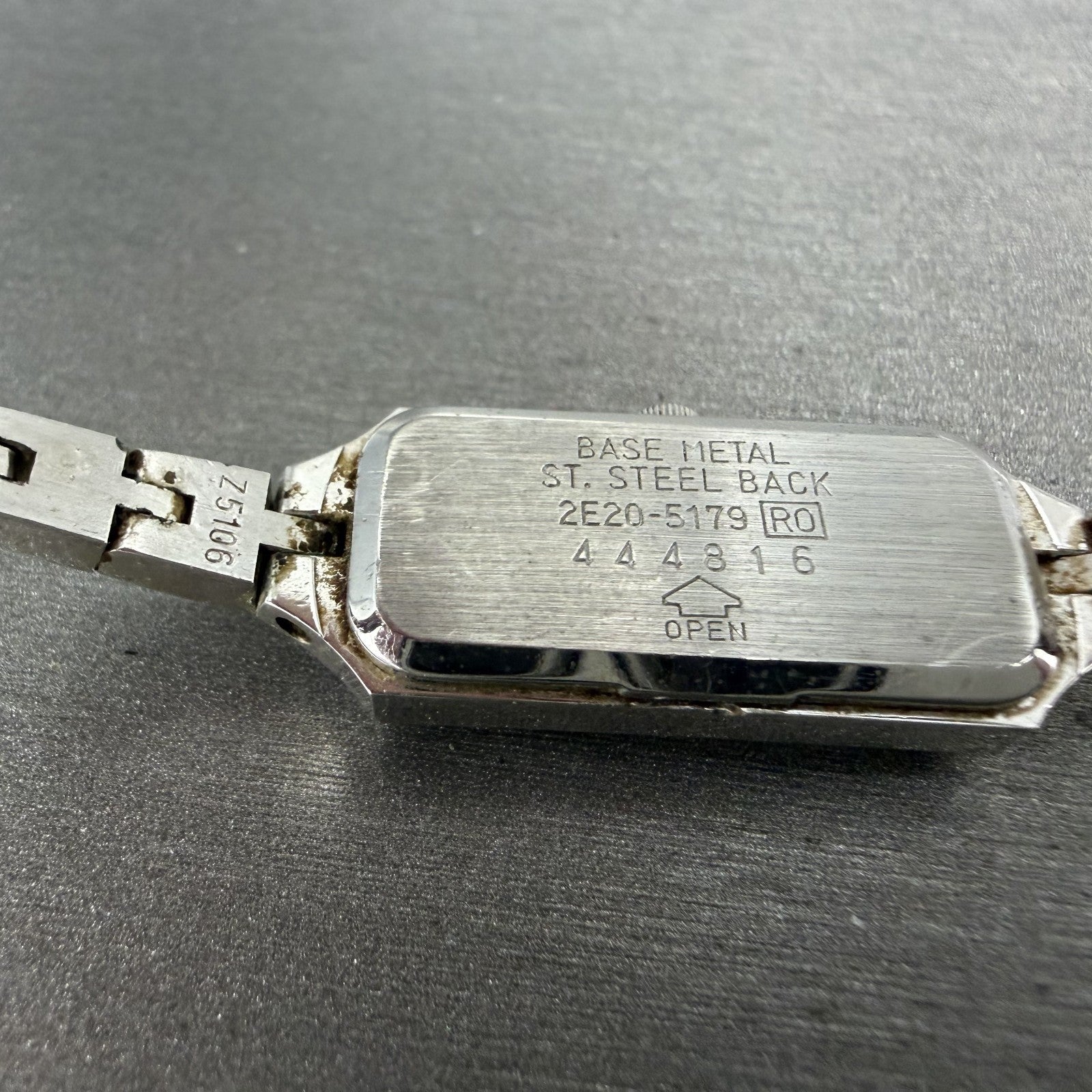 Seiko Watch Women 12mm Gray Dial Silver Tone Rectangle 2E20-5179 New Batt IJI9