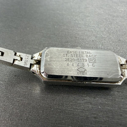 Seiko Watch Women 12mm Gray Dial Silver Tone Rectangle 2E20-5179 New Batt IJI9