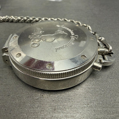 Zippo Pocket Watch Men 49mm Silver Dial Steel Chronograph Round New Battery8