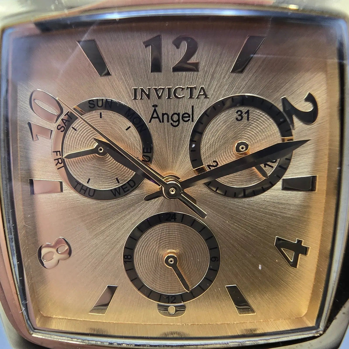 Invicta Angel Watch Women 36mm Gold Dial Gold Tone Daydate 21710 New Battery1