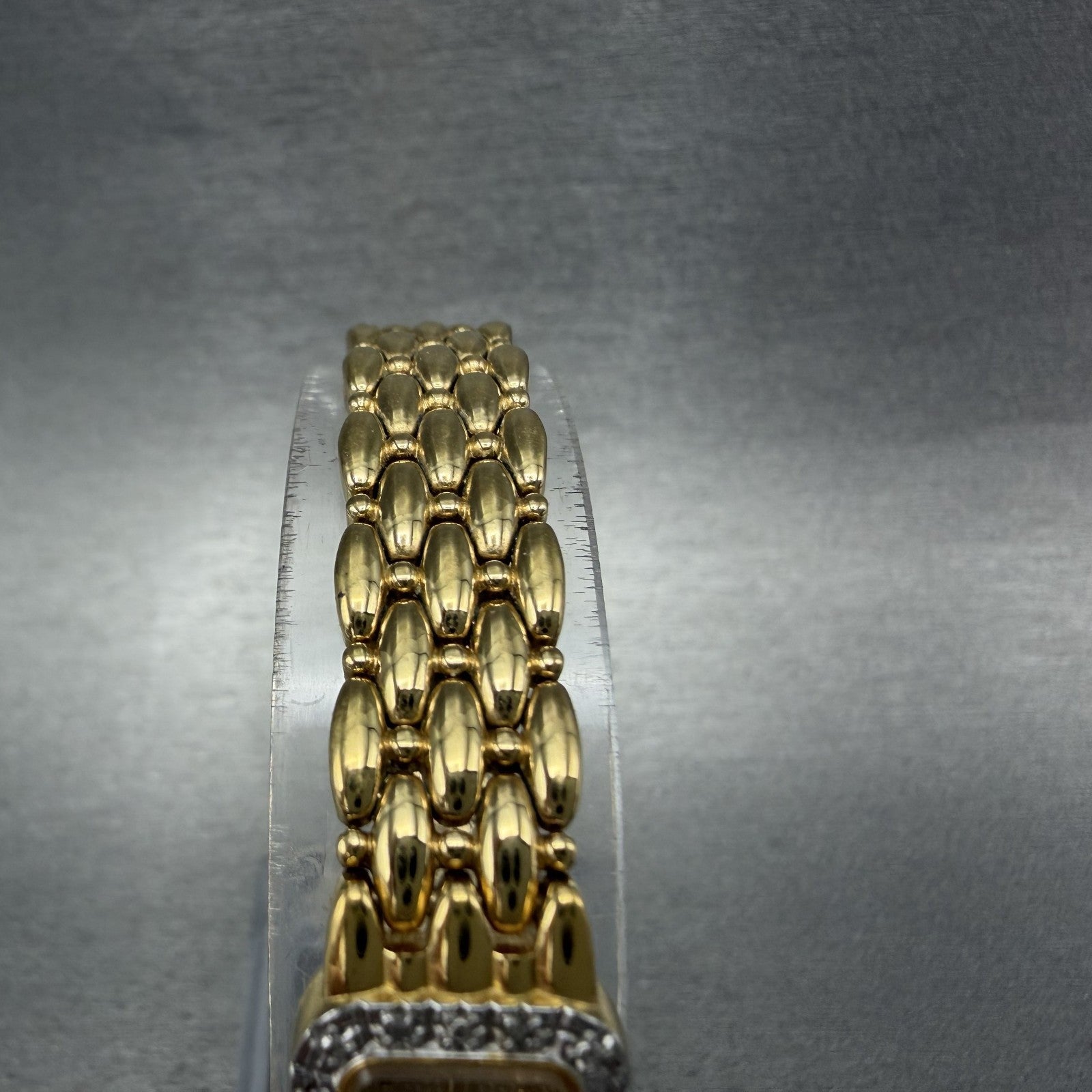 Wittnauer Tank Watch Women 13mm Gold Dial Gold Tone Crystal Bezel New Battery4