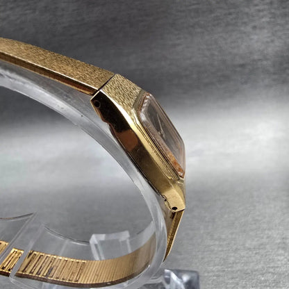 Seiko Watch Women 17mm Brown Dial Gold Tone Rectangle 2C20-5789 New Battery JP543
