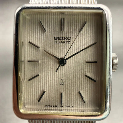 Seiko Watch Women 20mm Silver Dial Silver Tone Rectangle 2621-5200 New Battery1