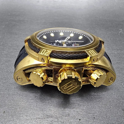 Invicta Jason Taylor Chronograph Watch Men 53mm Black Dial Gold Date 12955 READ3