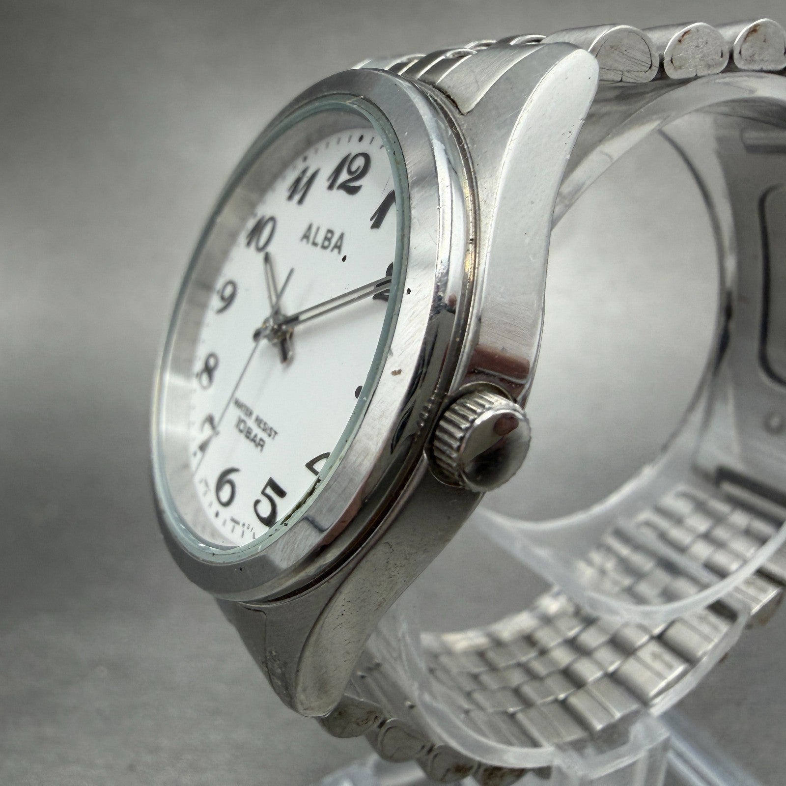Seiko Alba Watch Men 34mm White Dial Silver Tone Round V501-0EL0 New Battery2