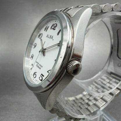 Seiko Alba Watch Men 34mm White Dial Silver Tone Round V501-0EL0 New Battery2