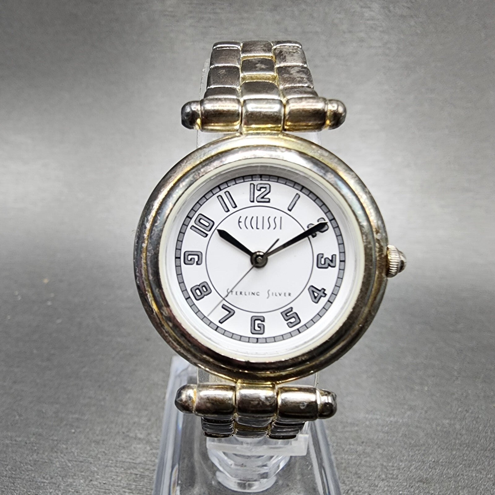 Ecclissi Watch Women 27mm White Dial Sterling Silver Round 3240 New Battery0