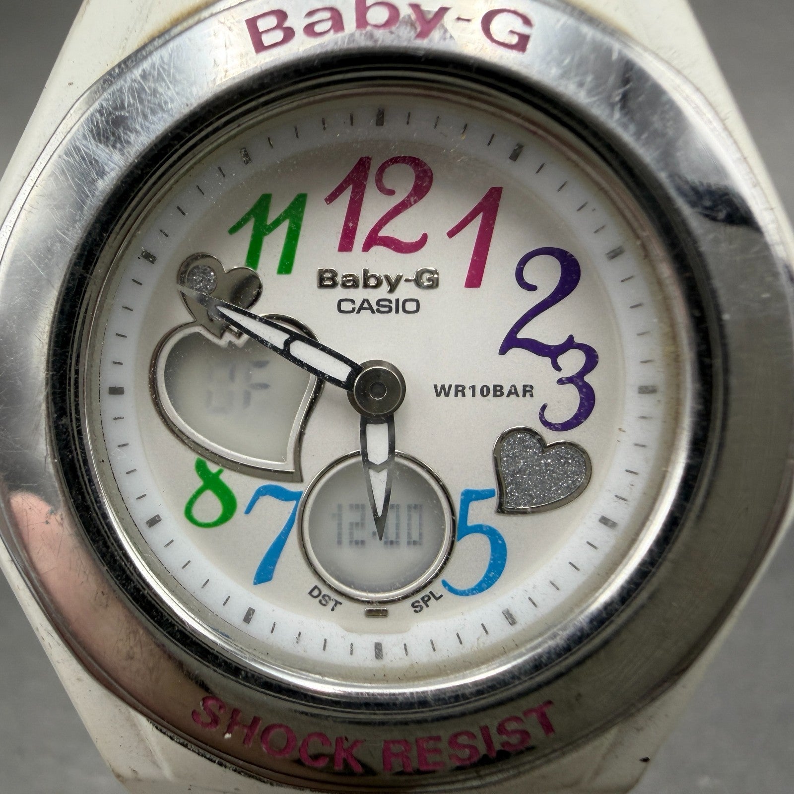 Casio Baby-G Watch Women 39mm White Dial White Case Round BGA-101 New Battery AB1