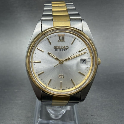 Seiko SQ Watch Men 33mm Silver Dial Two Tone Date Round 5Y22-6009 New Battery0